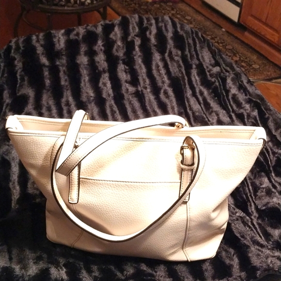 Anne Klein Ivory White Women's Faux Leather Purse Tote Bag Satchel Lion Logo - Picture 5 of 15